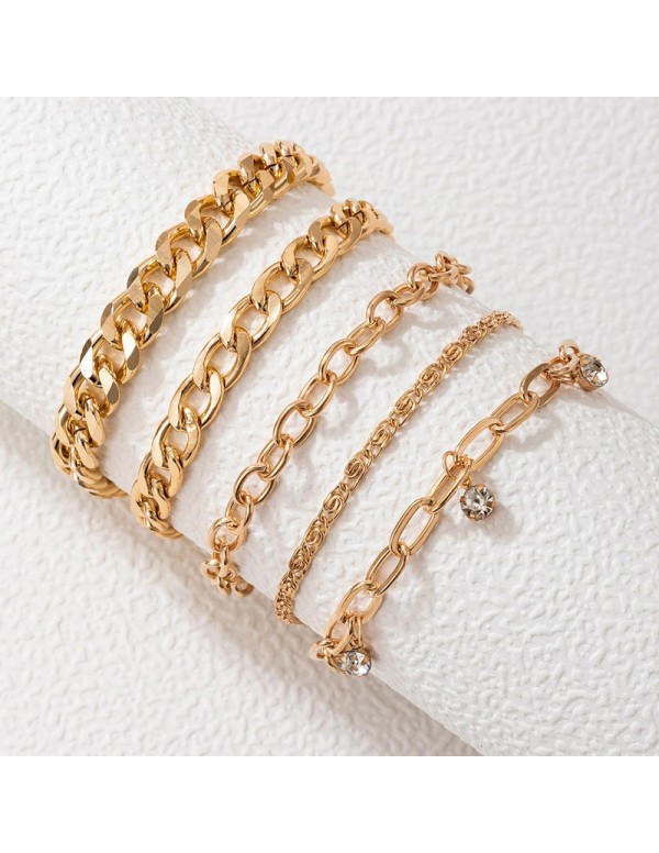 Jewels Galaxy Gold Plated & Gold Toned Set of 5 Contemporary Stackable Bracelet Set For Women and Girls