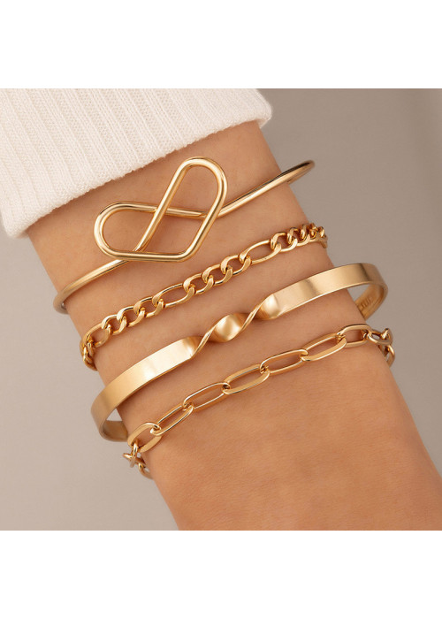 Jewels Galaxy Gold Toned & Gold-Plated Set of 4 Contemporary Stackable Bracelet Set For Women and Girls