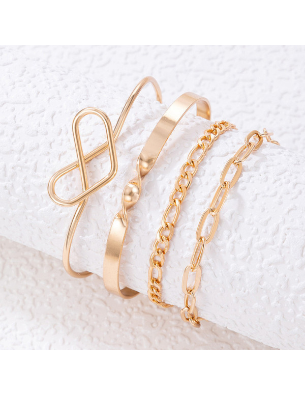 Jewels Galaxy Gold Toned & Gold-Plated Set of 4 Contemporary Stackable Bracelet Set For Women and Girls