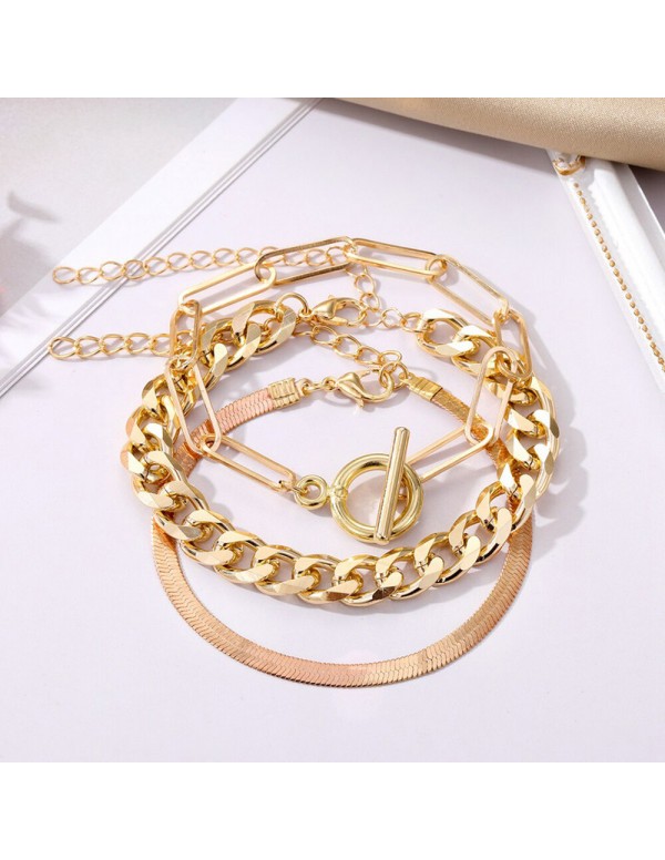 Jewels Galaxy Gold Plated Set of 3 Contemporary Bracelet Set For Women and Girls