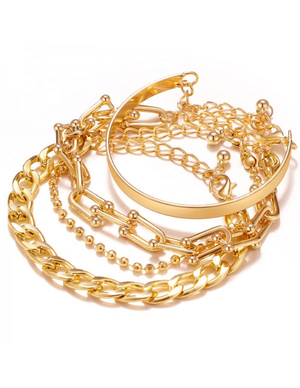 Jewels Galaxy Gold Plated Set of 4 Contemporary Bracelet Set For Women and Girls