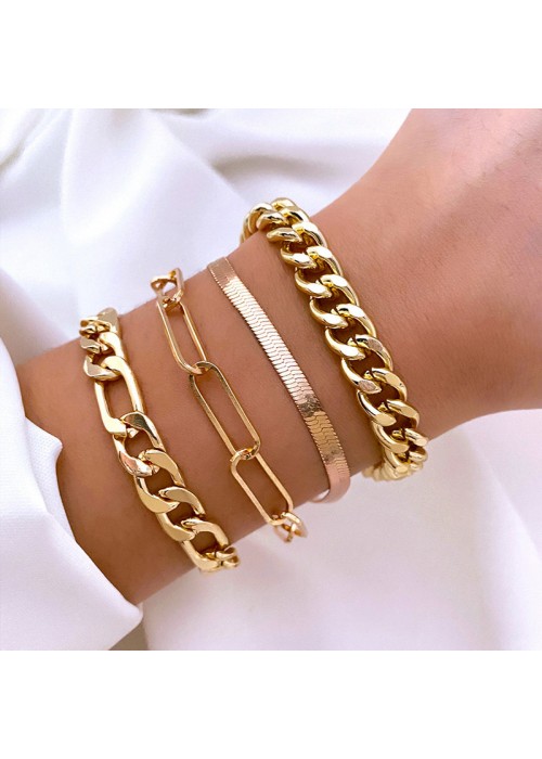 Jewels Galaxy Gold Plated Gold-Toned Set of 4 Contemporary Bracelet Set For Women and Girls