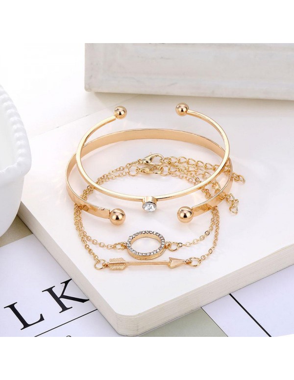 Jewels Galaxy Gold-Toned Gold-Plated Set of 4 Contemporary Bracelet Set For Women and Girls
