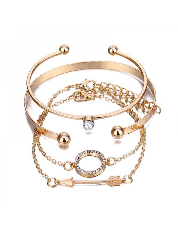 Jewels Galaxy Gold-Toned Gold-Plated Set of 4 Contemporary Bracelet Set For Women and Girls