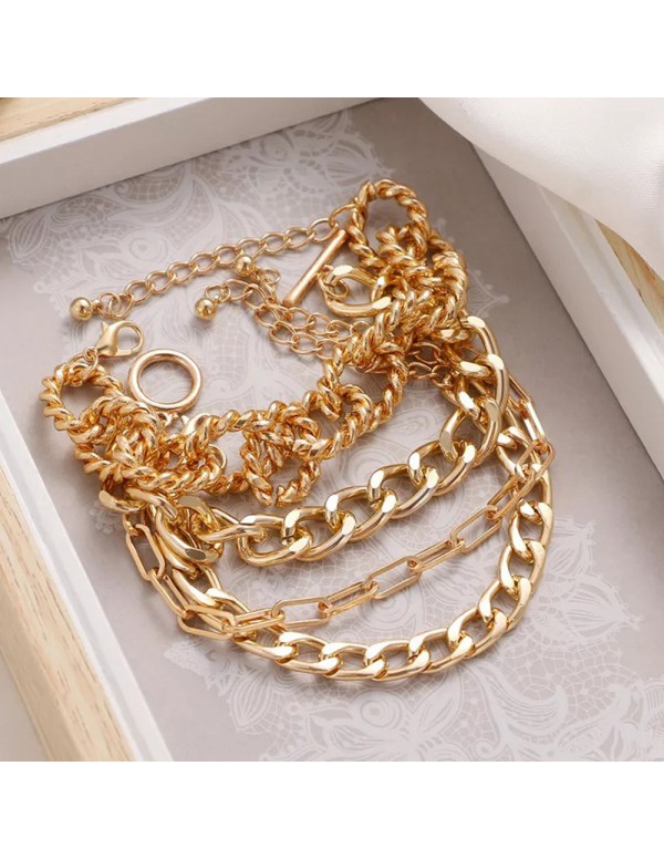 Jewels Galaxy Gold-Plated Set of 4 Contemporary Bracelet Set For Women and Girls