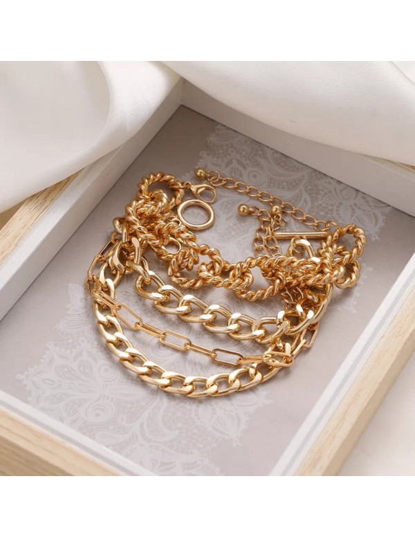 Jewels Galaxy Gold-Plated Set of 4 Contemporary Bracelet Set For Women and Girls