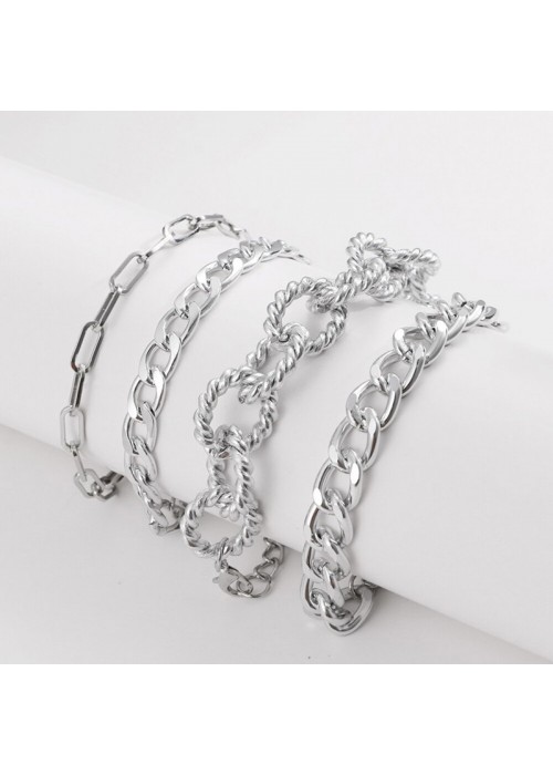 Jewels Galaxy Silver-Plated Set of 4 Contemporary Bracelet Set For Women and Girls