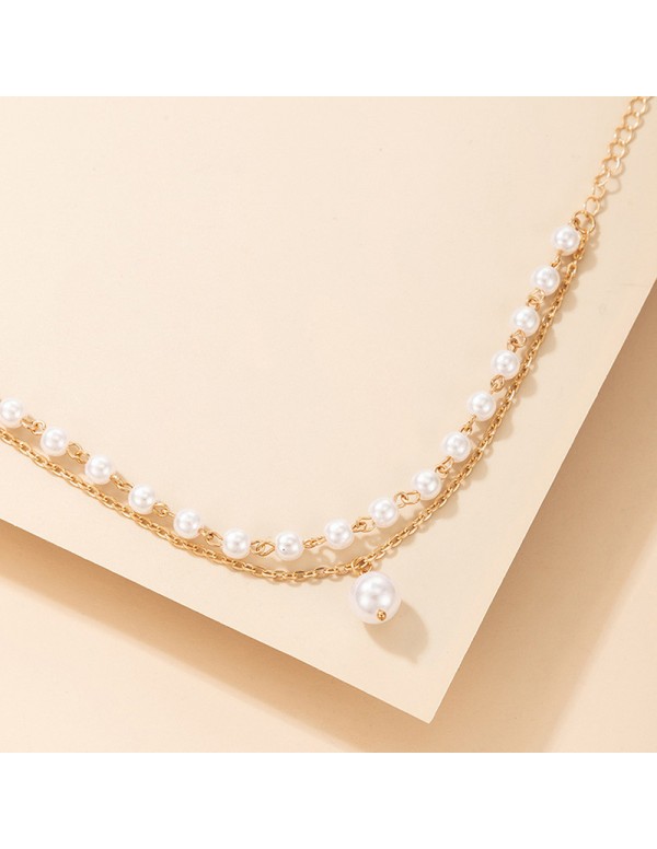 Jewels Galaxy Gold Plated Pearl Studded Dual-Strand Bracelet For Women and Girls