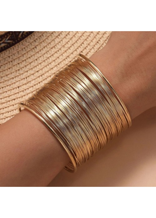 Jewels Galaxy Gold Toned Gold Plated Party Statement Mesh Design Silver Free Size Korean Cuff Bracelet For Women and Girls