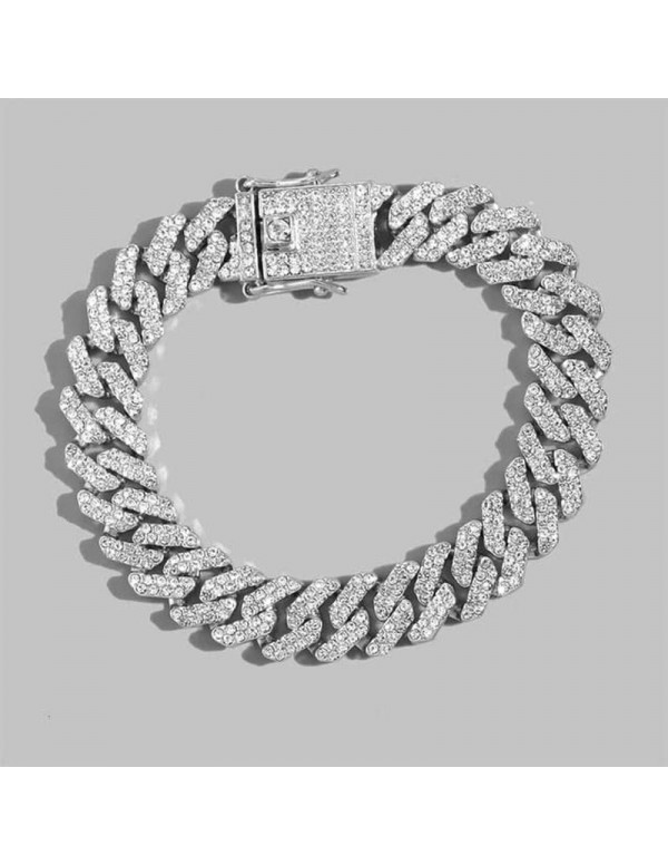Jewels Galaxy Miami Link Silver Plated Stainless Steel Cuban Bracelet