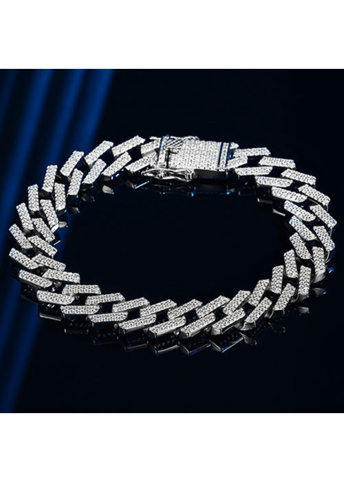 Jewels Galaxy Miami Link Silver Plated Stainless Steel Cuban Bracelet