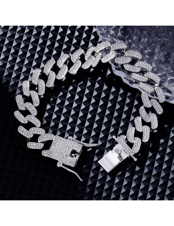 Jewels Galaxy Miami Link Silver Plated Stainless Steel Cuban Bracelet