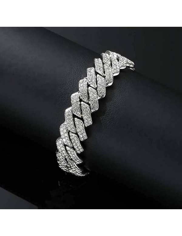 Jewels Galaxy Miami Link Silver Plated Stainless Steel Cuban Bracelet