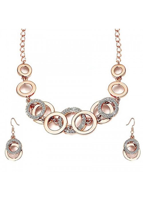 Jewels Galaxy AD Studded Rose Gold Plated Pendant Set 49515