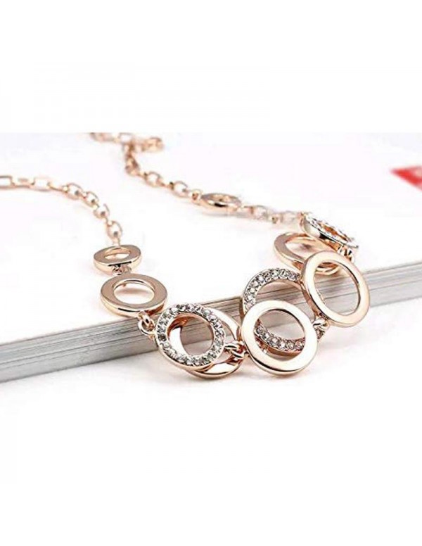 Jewels Galaxy AD Studded Rose Gold Plated Pendant Set 49515
