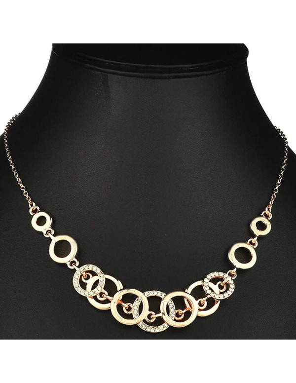 Jewels Galaxy AD Studded Rose Gold Plated Pendant Set 49515