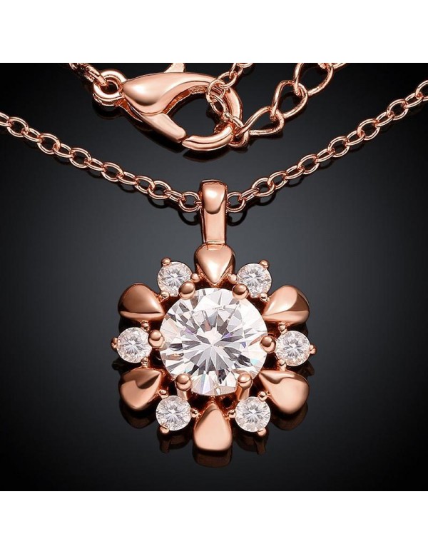 Jewels Galaxy Women's Fashion Crystal Floral Rose Gold Plated Marvelous Pendant Set For Women/Girls 49518