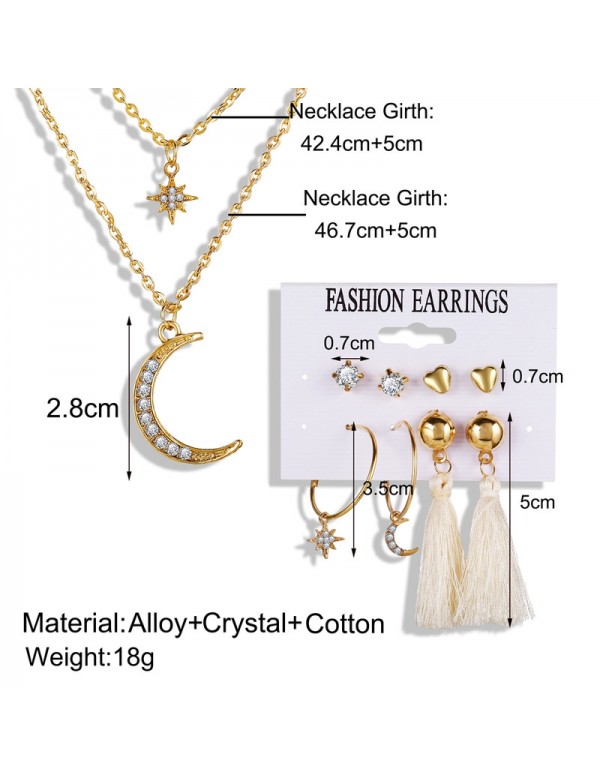 Jewels Galaxy Wonderful AD Gold Plated Earrings with Necklace for Women/Girls 49534