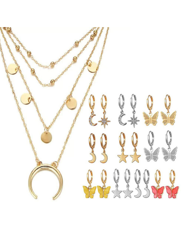 Jewels Galaxy Gold Plated Layered Necklace and Gol...