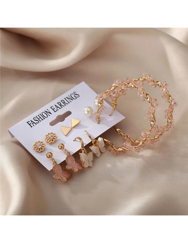 Jewels Galaxy Gold Plated Layered Necklace and Gold Plated Set of 6 Contemporary Studs, Drop and Hoop Earrings Combo For Women and Girls
