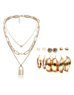 Jewels Galaxy Gold Plated Layered Neckla...