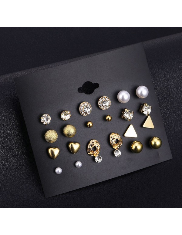 Jewels Galaxy Gold Plated Layered Necklace and Gold Plated Set of 12 Contemporary Stud Earrings Combo For Women and Girls