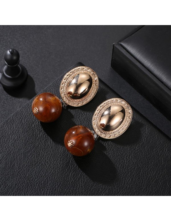 Jewels Galaxy Gold Plated Brown Drop Earrings 45001