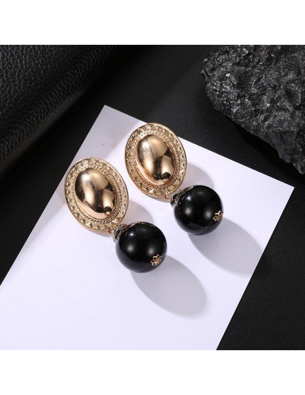 Jewels Galaxy Gold Plated Black Drop Earrings 45004