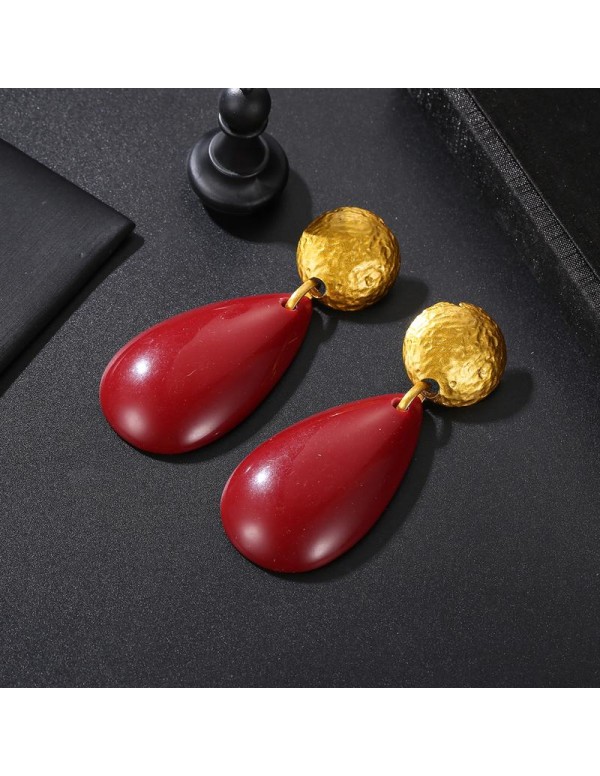 Jewels Galaxy Gold Plated Red Drop Earrings 45008
