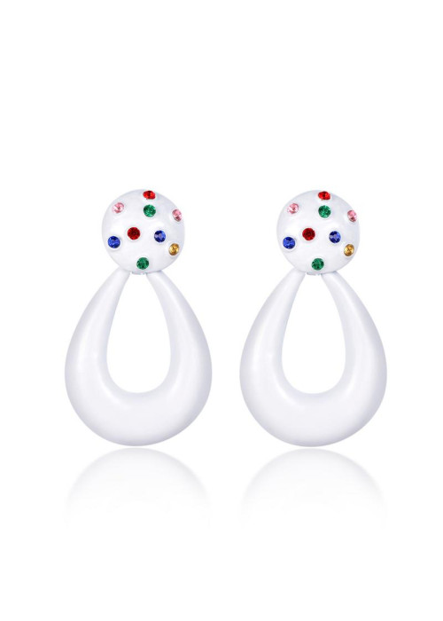 Jewels Galaxy Copper Plated White Teardrop Shape Drop Earrings 45021