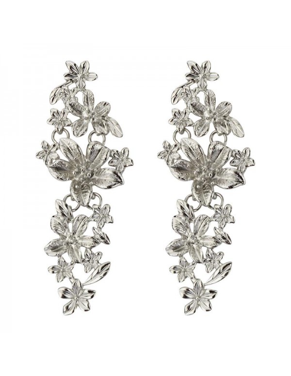 Jewels Galaxy Silver Plated Floral Drop Earrings 4...