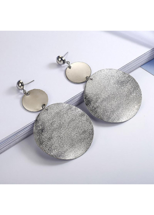 Jewels Galaxy Exclusive Circular Silver Toned Brilliant Drop Earrings For Women/Girls 45058