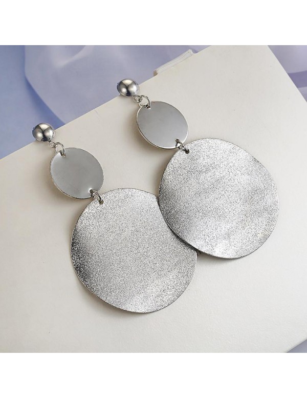 Jewels Galaxy Exclusive Circular Silver Toned Brilliant Drop Earrings For Women/Girls 45058
