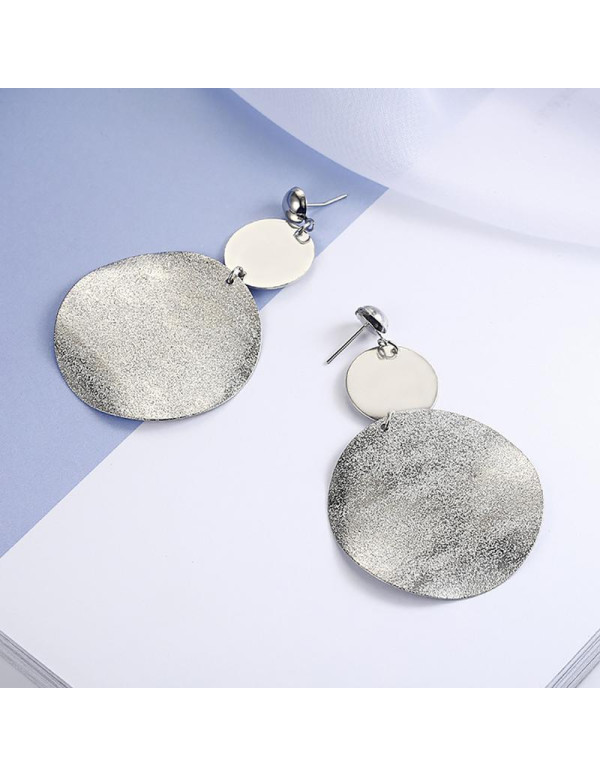 Jewels Galaxy Exclusive Circular Silver Toned Brilliant Drop Earrings For Women/Girls 45058