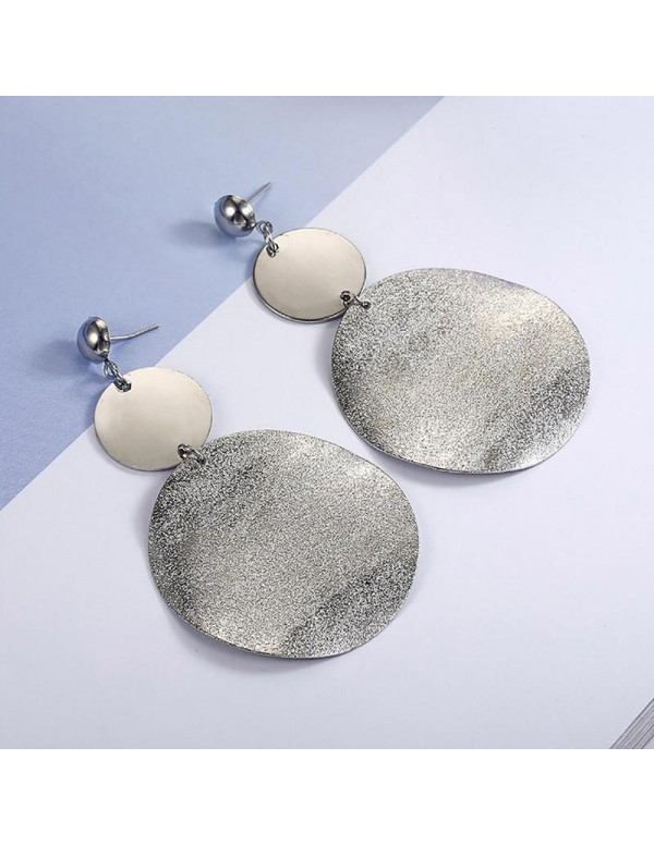 Jewels Galaxy Exclusive Circular Silver Toned Brilliant Drop Earrings For Women/Girls 45058