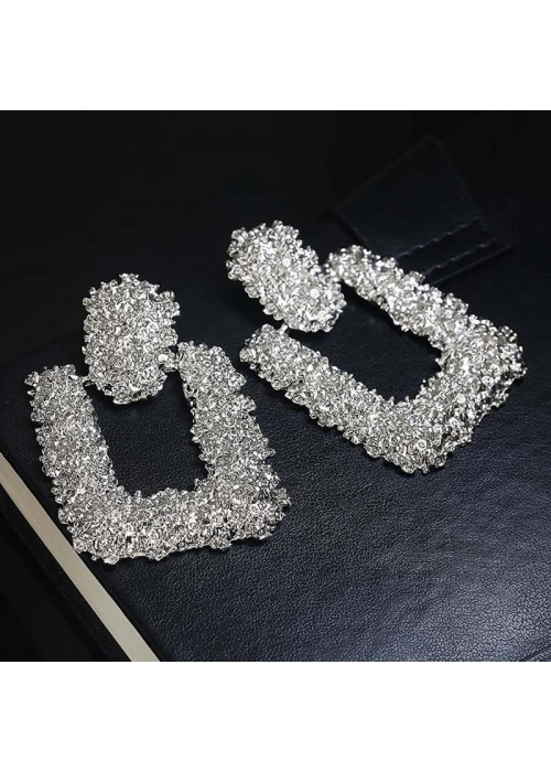 Jewels Galaxy Fascinating Handcrafted Geometric Silver Dangle Earrings For Women/Girls 45073