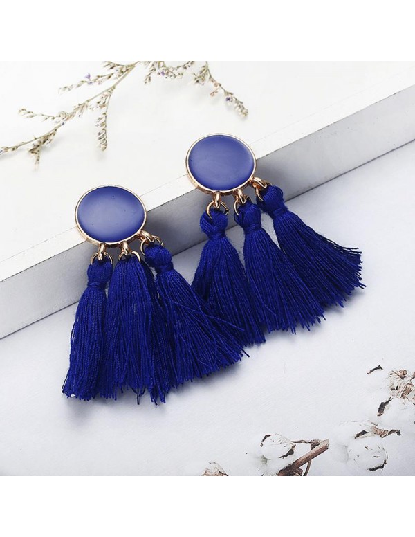 Jewels Galaxy Blue-Toned Copper Plated Tassel Earrings 45096