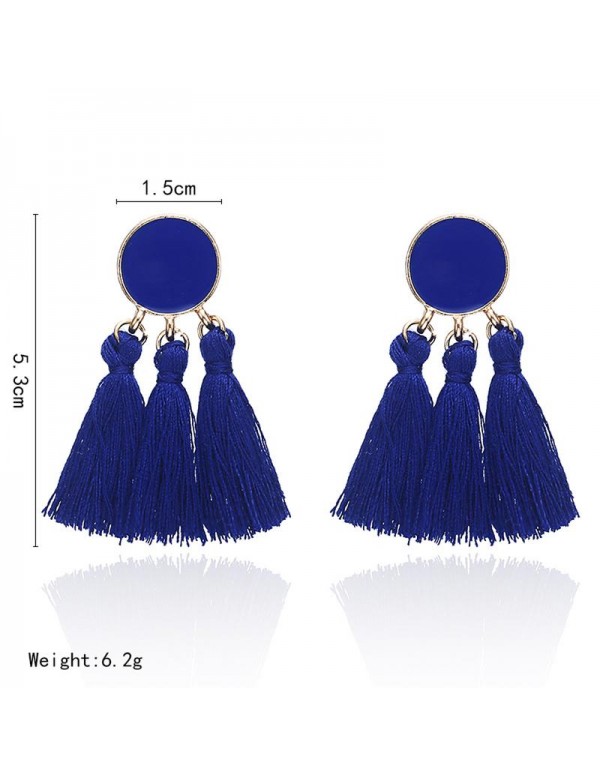 Jewels Galaxy Blue-Toned Copper Plated Tassel Earrings 45096
