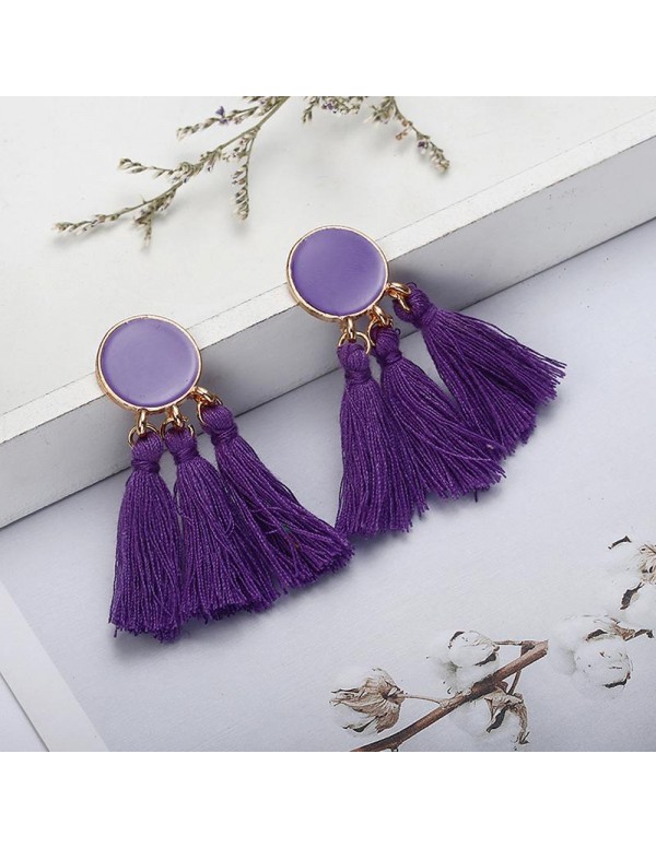 Jewels Galaxy Purple-Toned Copper Plated Tassel Ea...