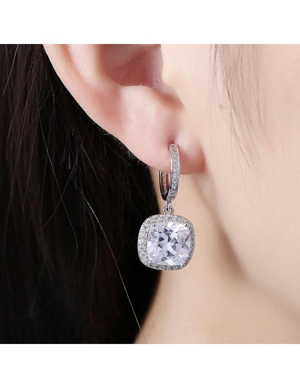 Jewels Galaxy Splendid Crystal Silver Plated Mesmerizing Drop Earrings For Women/Girls 45105