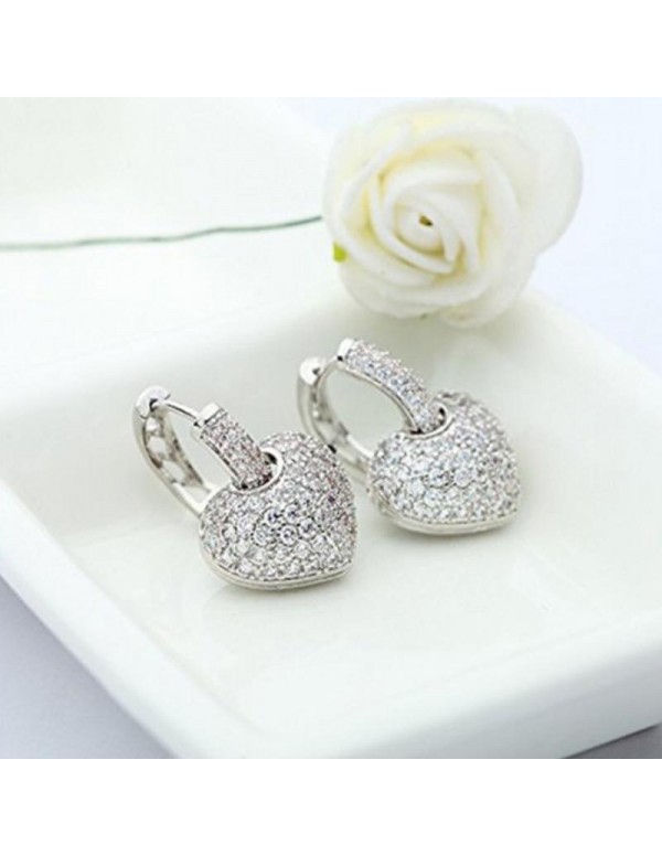 Jewels Galaxy Fascinating Zircon Heart Inspired Silver Plated Plushy Drop Earrings 45107