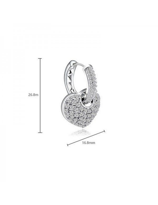 Jewels Galaxy Fascinating Zircon Heart Inspired Silver Plated Plushy Drop Earrings 45107