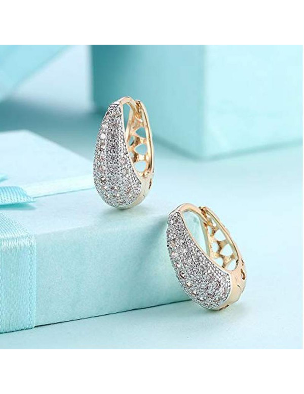 Jewels Galaxy Delicate Zircon Gold Plated Plushy Drop Earrings For Women/Girls 45108