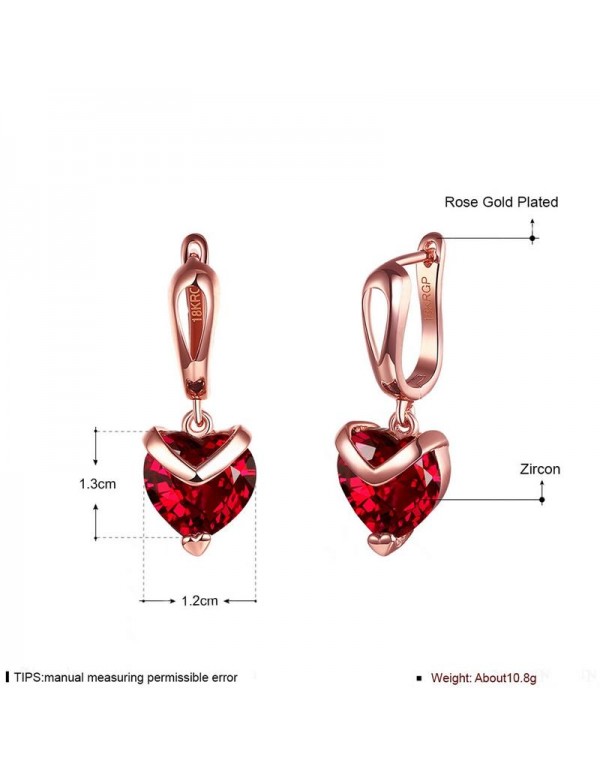 Jewels Galaxy Magnificent Crystal Heart Rose Gold Amazing Drop Earrings For Women/Girls 45110