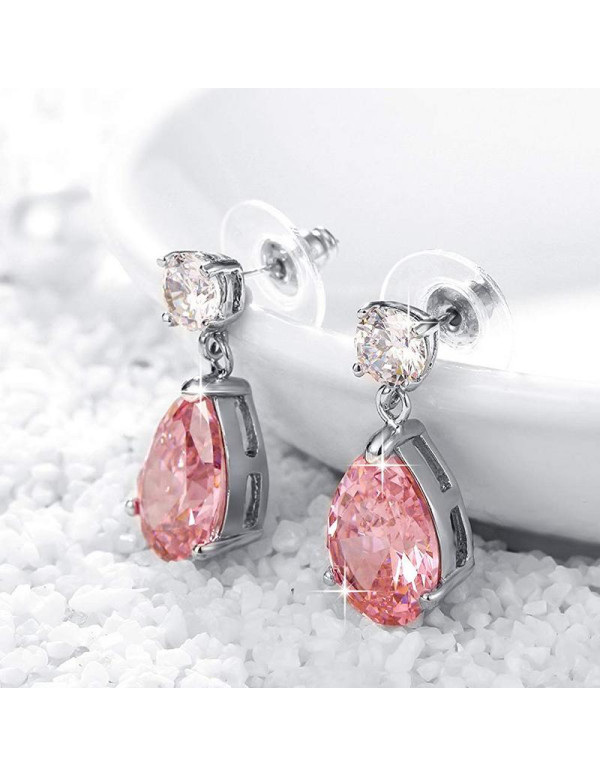 Jewels Galaxy Adorable Crystal Teardrop Silver Plated Fascinating Earrings For Women/Girls 45113