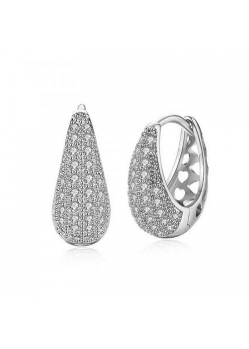 Jewels Galaxy Exquisite Zircon Silver Plated Plushy Drop Earrings For Women/Girls 45115