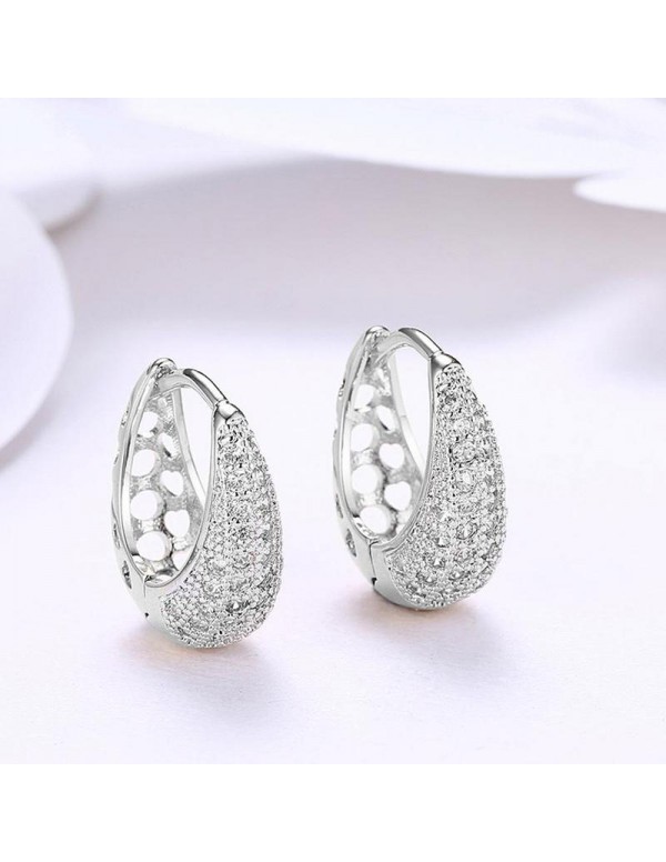 Jewels Galaxy Exquisite Zircon Silver Plated Plushy Drop Earrings For Women/Girls 45115