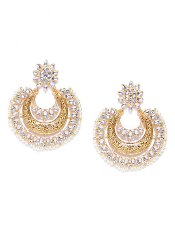 Jewels Galaxy White Gold Plated AD Studded Drop Earrings 45139