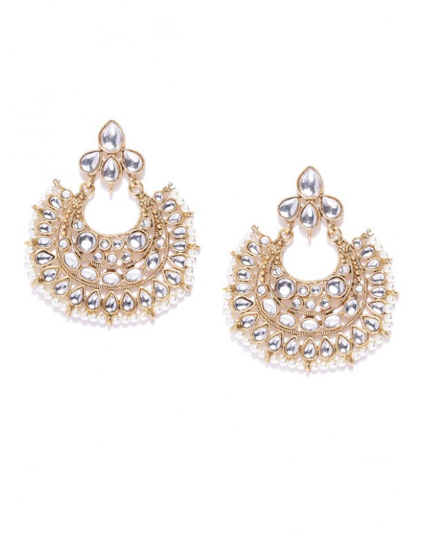 Jewels Galaxy White Gold Plated AD Studded Drop Earrings 45141