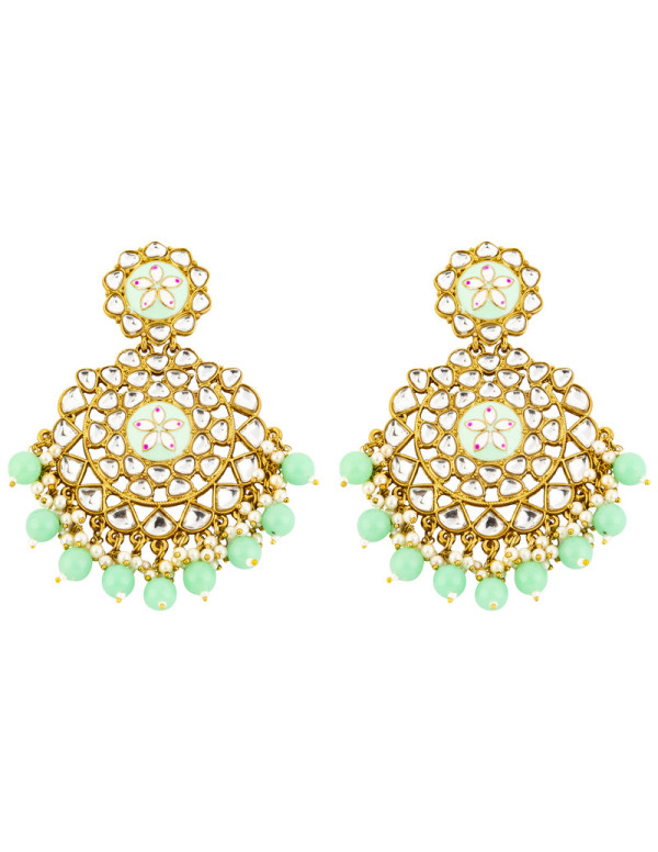 Jewels Galaxy Contemporary Floral Kundan & Bea...